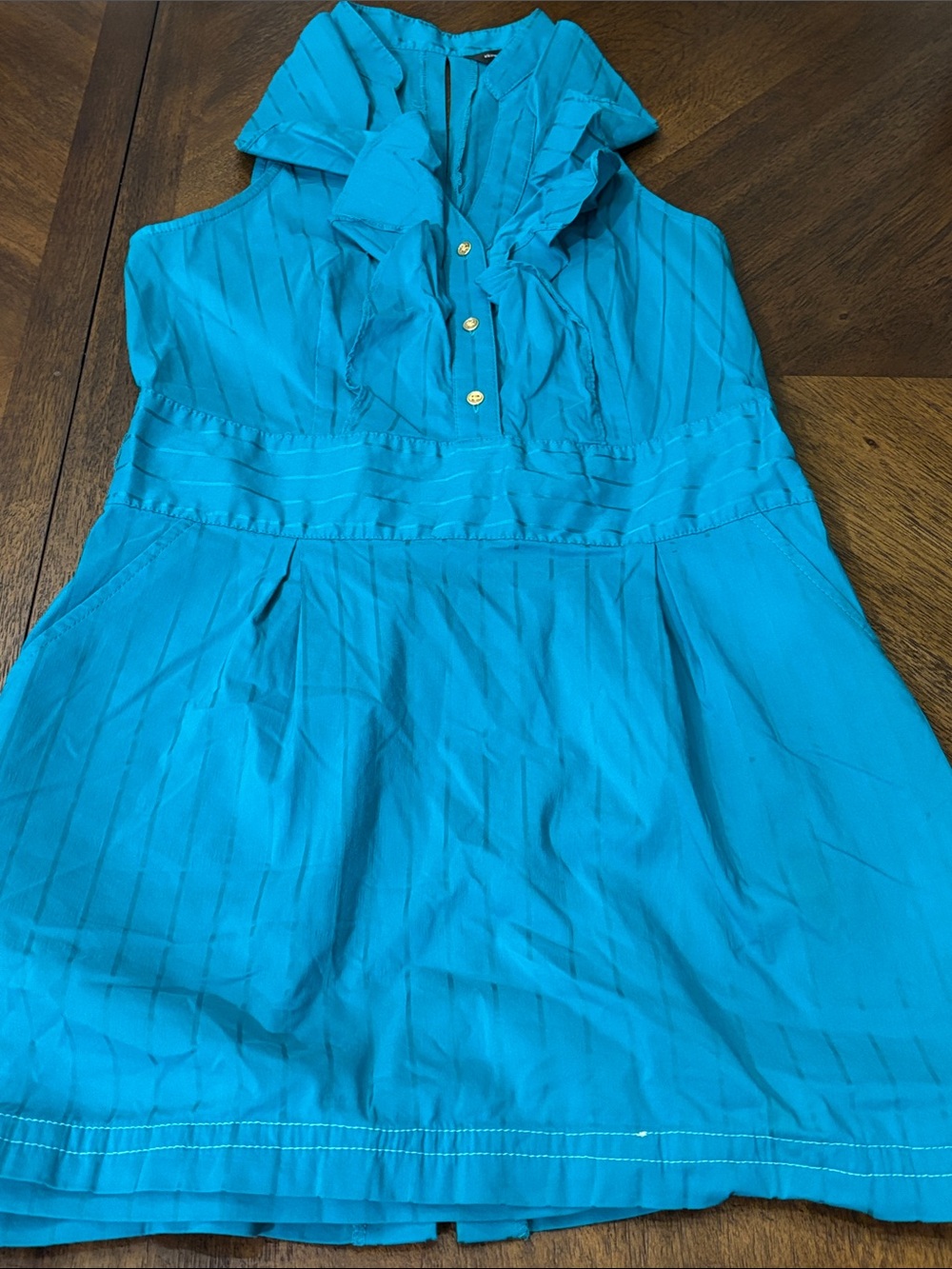 Express Design Studio turquoise sleeveless ruffle-neck dress